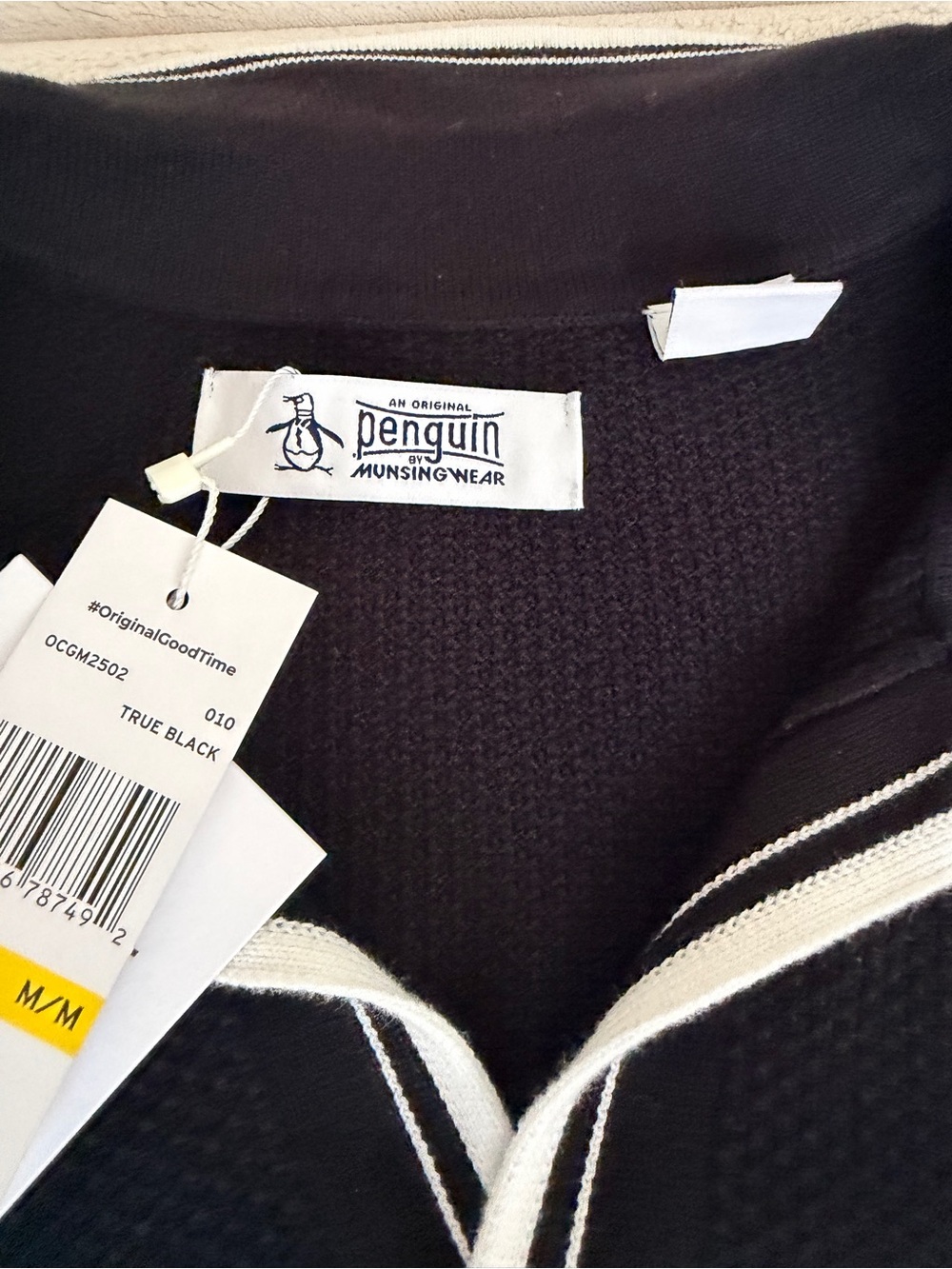 Original Penguin Black Polo with White Trim - Picture 3 of 7